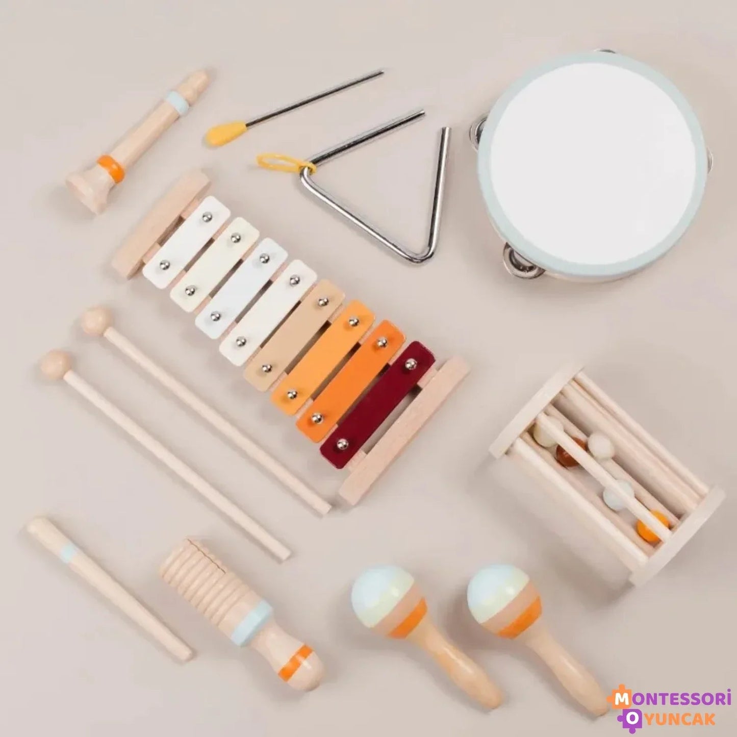 Ahşap Montessori 7 Parça Müzik ve Ritim Seti Çocuklar İçin - MAKKA