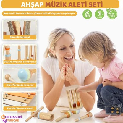 Ahşap Montessori 7 Parça Müzik ve Ritim Seti Çocuklar İçin - MAKKA
