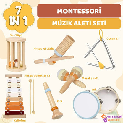 Ahşap Montessori 7 Parça Müzik ve Ritim Seti Çocuklar İçin - MAKKA