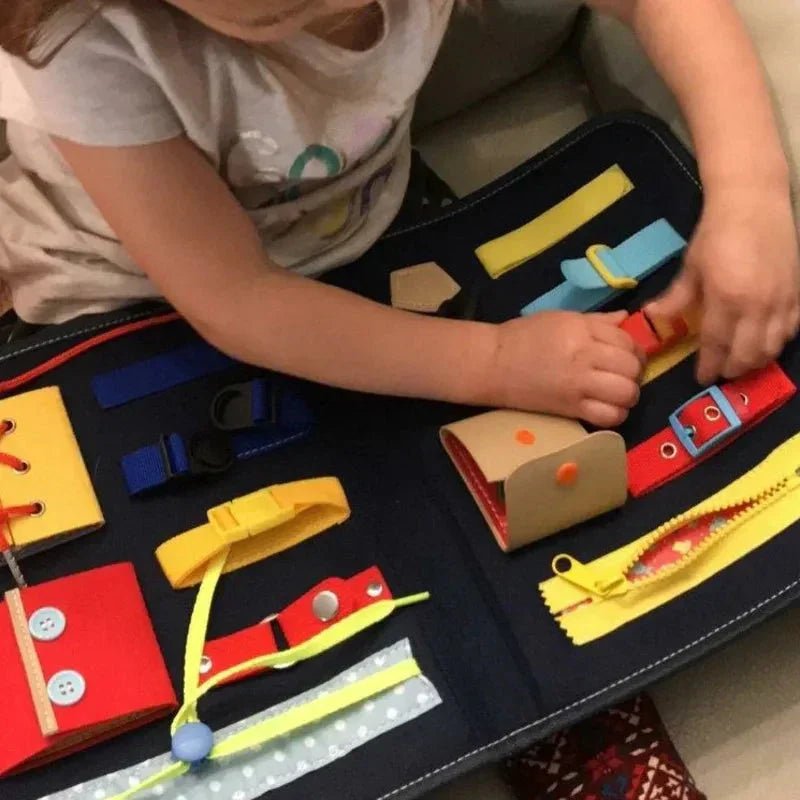 Ahşap Montessori Aktivite Panosu - İnce Motor, Duyu ve Beceri Eğitimi - MAKKA