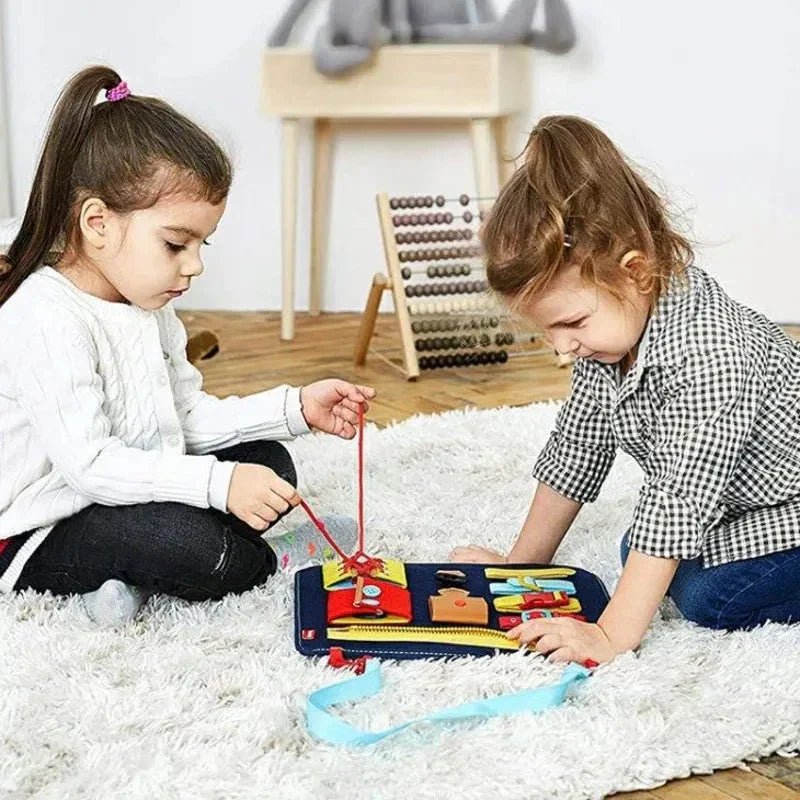 Ahşap Montessori Aktivite Panosu - İnce Motor, Duyu ve Beceri Eğitimi - MAKKA