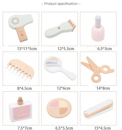 Ahşap Montessori Güzellik Seti Rol Yapma Güvenli Eğitici Taşınabilir - MAKKA