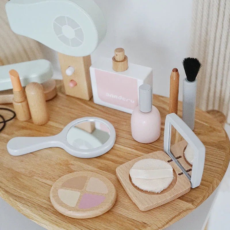 Ahşap Montessori Güzellik Seti Rol Yapma Güvenli Eğitici Taşınabilir - MAKKA