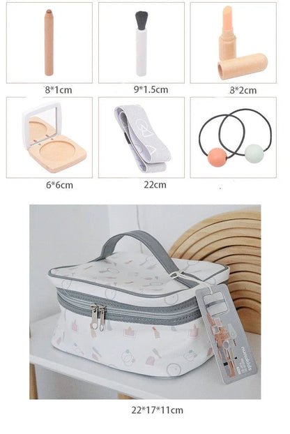 Ahşap Montessori Güzellik Seti Rol Yapma Güvenli Eğitici Taşınabilir - MAKKA