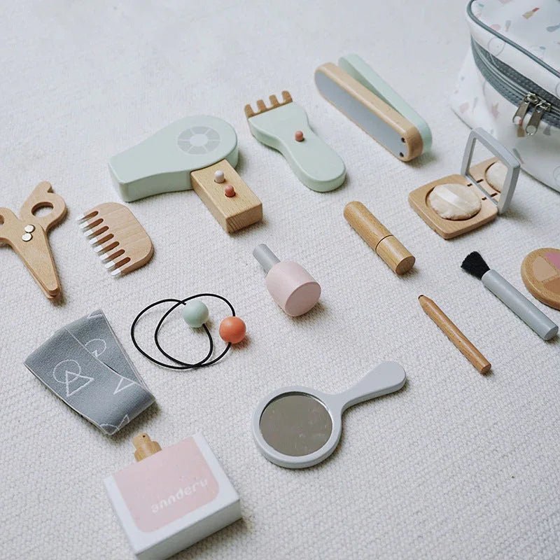 Ahşap Montessori Güzellik Seti Rol Yapma Güvenli Eğitici Taşınabilir - MAKKA