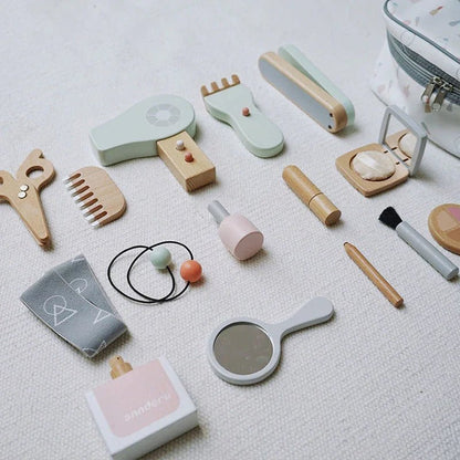 Ahşap Montessori Güzellik Seti Rol Yapma Güvenli Eğitici Taşınabilir - MAKKA