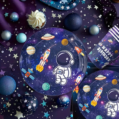 Astronot Temalı 161 Parça Parti Seti - Tabak, Bardak, Çatal - MAKKA