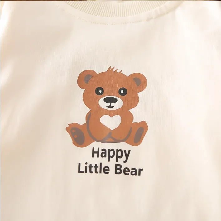 Ayıcık Baskılı 3 Parça Bebek Takımı Rahat Gömlek Tişört Pantolon - MAKKA