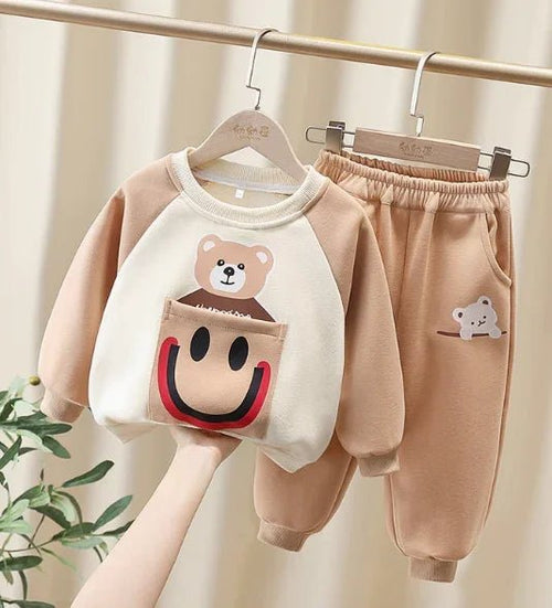 Ayıcık Desenli Bej Kız Çocuk Alt Üst Takım 2–7 Yaş - MAKKA