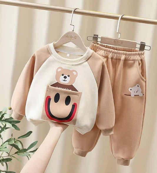 Ayıcık Desenli Bej Kız Çocuk Alt Üst Takım 2–7 Yaş - MAKKA