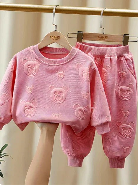 Ayıcık Desenli Pembe Kız Çocuk Pamuklu Rahat Takım 1 - 6 Yaş - MAKKA