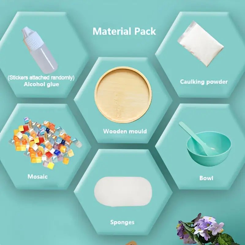 Bambu Tabanlı Vitray Mozaik Bardak Altlıkları Seti 4 Parça - MAKKA