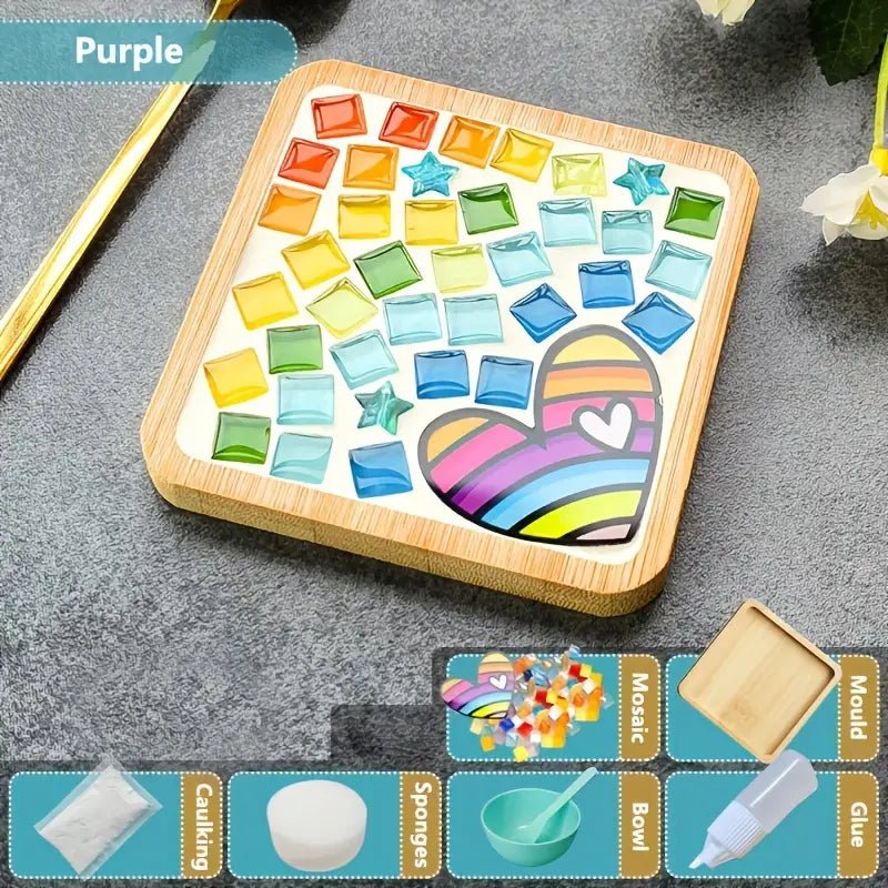 Bambu Tabanlı Vitray Mozaik Bardak Altlıkları Seti 4 Parça - MAKKA