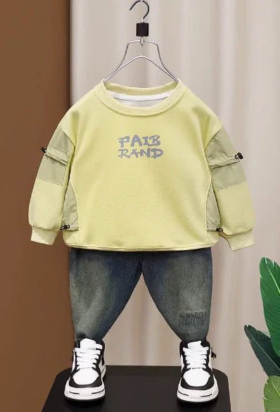 Bej Sweatshirt ve Kot Pantolon Erkek Çocuk Takım 2 - 7 Yaş - MAKKA