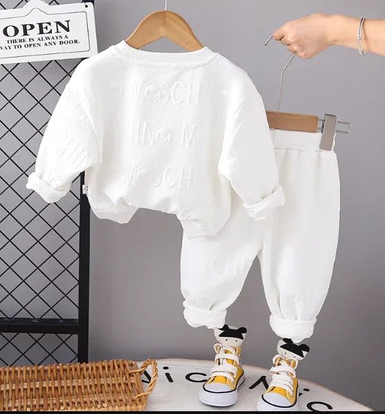 Beyaz 3D Baskılı Pamuklu Çocuk Takım Rahat Eğlenceli Stil - MAKKA