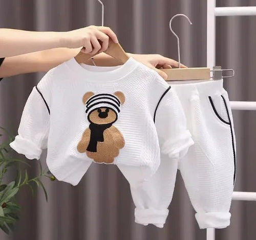 Beyaz Ayıcık Desenli 1 - 5 Yaş Yumuşak Pamuklu Çocuk Takım - MAKKA