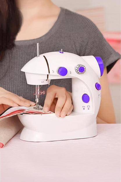 Beyaz Mini Ev Tipi Dikiş Makinesi, Pedallı, Kompakt - MAKKA