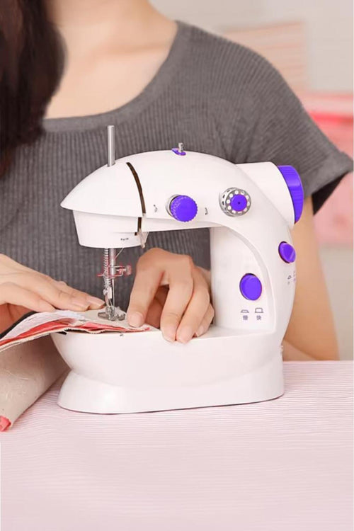 Beyaz Mini Ev Tipi Dikiş Makinesi, Pedallı, Kompakt - MAKKA