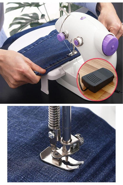 Beyaz Mini Ev Tipi Dikiş Makinesi, Pedallı, Kompakt - MAKKA