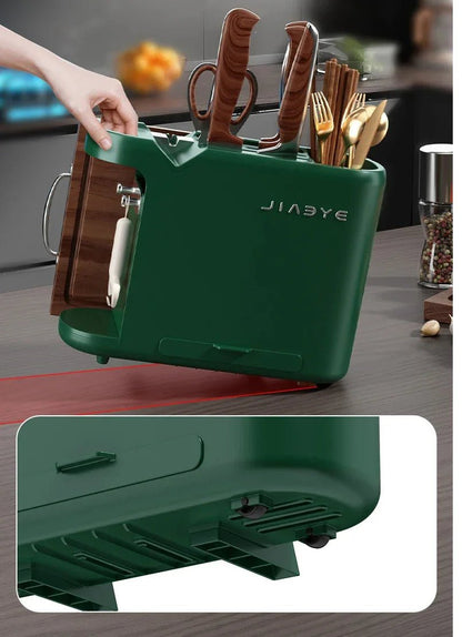 Bıçak Kurutucu Kesme Tahtalı ve Çubukluklu Çok Fonksiyonlu Raf - MAKKA