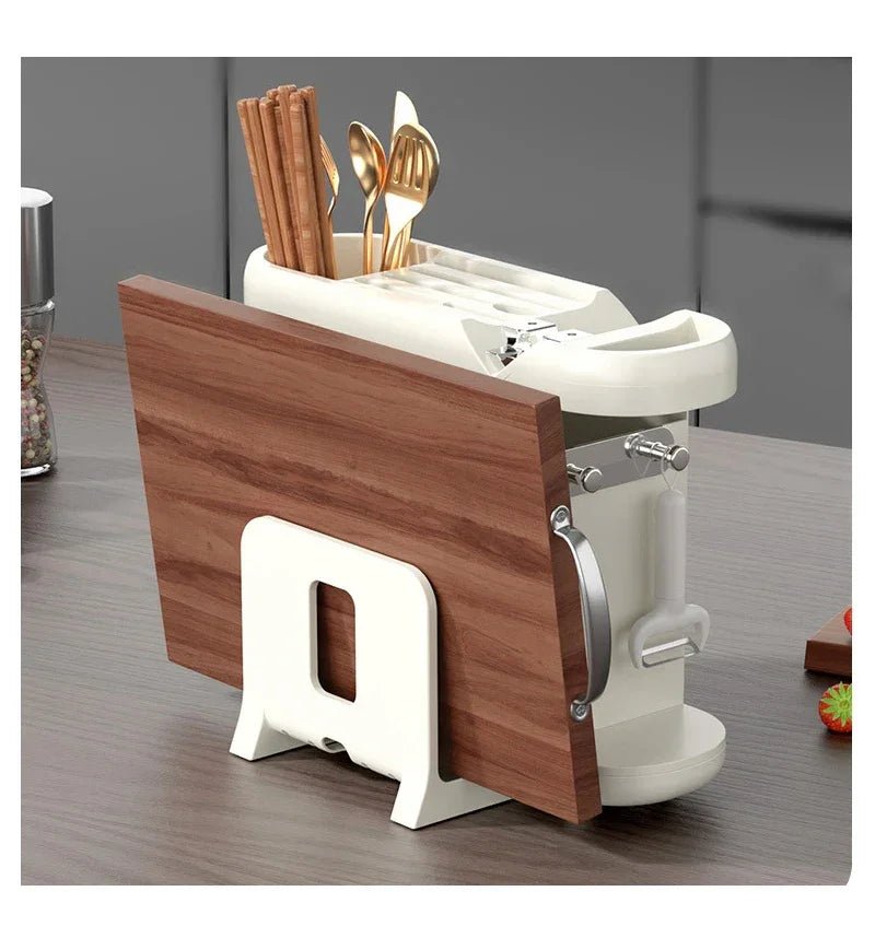 Bıçak Kurutucu Kesme Tahtalı ve Çubukluklu Çok Fonksiyonlu Raf - MAKKA