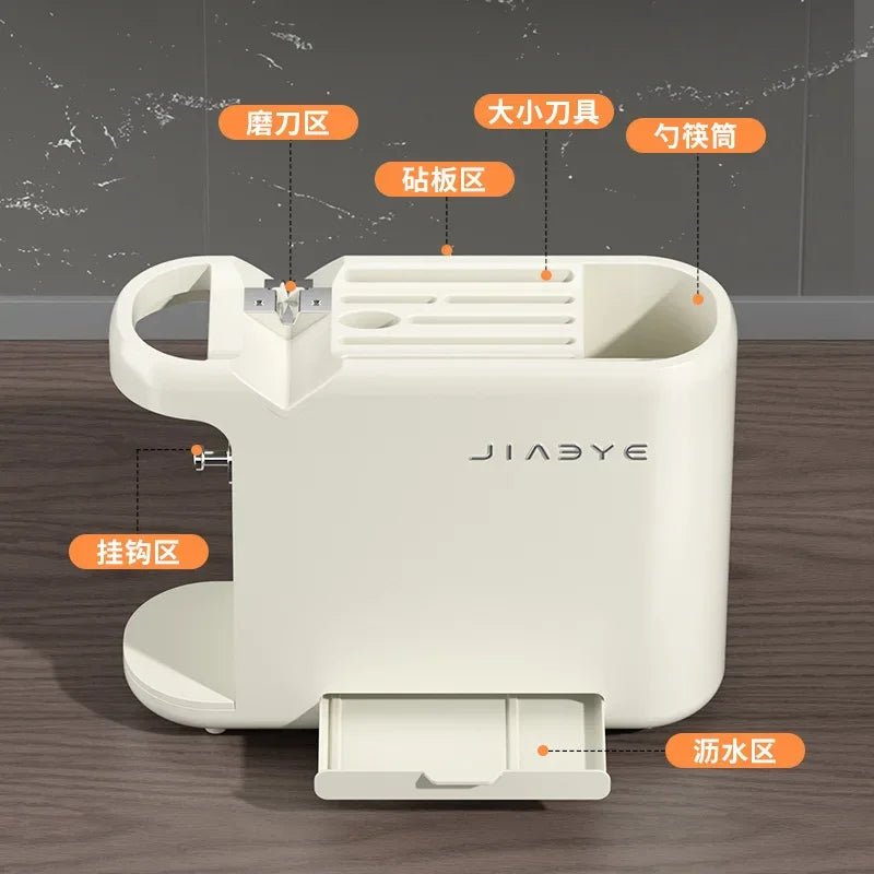 Bıçak Kurutucu Kesme Tahtalı ve Çubukluklu Çok Fonksiyonlu Raf - MAKKA
