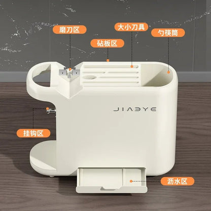 Bıçak Kurutucu Kesme Tahtalı ve Çubukluklu Çok Fonksiyonlu Raf - MAKKA