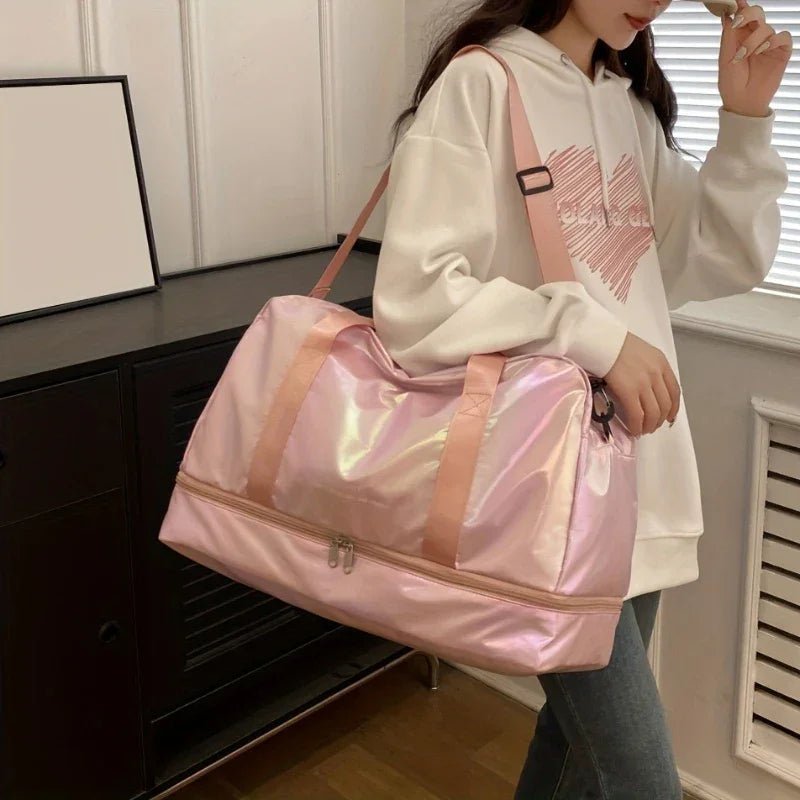 Büyük Kapasiteli Çok Fonksiyonlu Hafif Sedefli Kumaş Seyahat ve Fitness Spor Duffel Çanta - MAKKA