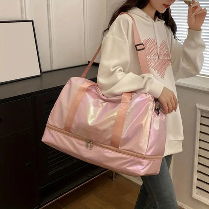 Büyük Kapasiteli Çok Fonksiyonlu Hafif Sedefli Kumaş Seyahat ve Fitness Spor Duffel Çanta - MAKKA