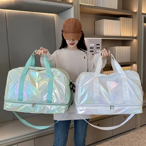 Büyük Kapasiteli Çok Fonksiyonlu Hafif Sedefli Kumaş Seyahat ve Fitness Spor Duffel Çanta - MAKKA