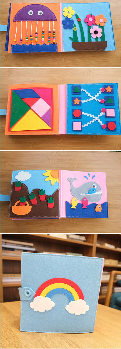 Montessori Eğitici Keçe Kitabı 10 Sayfa Yumuşak Dokulu - MAKKA