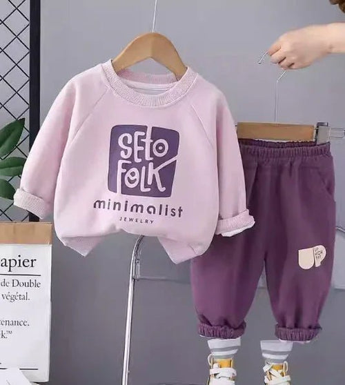 Canlı Mor Kız Çocuk Takım Pamuklu Rahat 1 - 5 Yaş Set - MAKKA