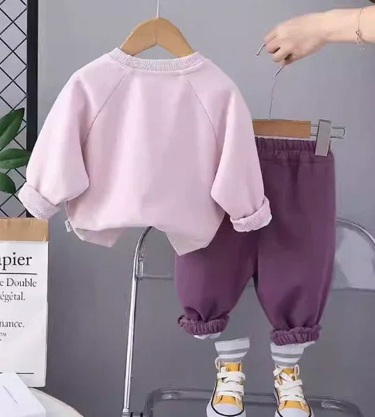 Canlı Mor Kız Çocuk Takım Pamuklu Rahat 1 - 5 Yaş Set - MAKKA