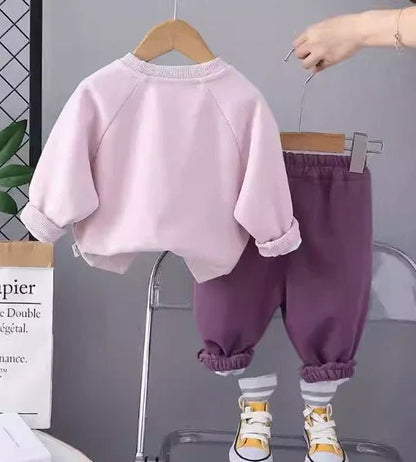 Canlı Mor Kız Çocuk Takım Pamuklu Rahat 1 - 5 Yaş Set - MAKKA