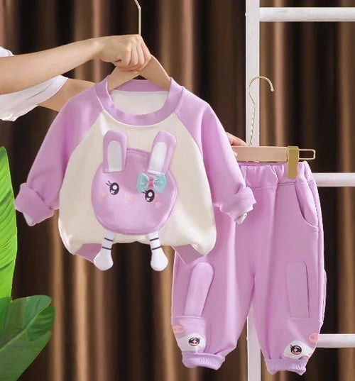 Canlı Mor Uzun Kollu Kız Çocuk Takımı 1 - 6 Yaş Konforlu - MAKKA