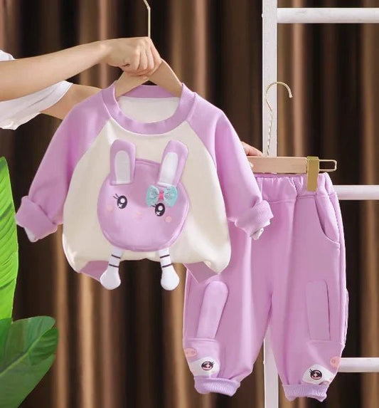 Canlı Mor Uzun Kollu Kız Çocuk Takımı 1 - 6 Yaş Konforlu - MAKKA