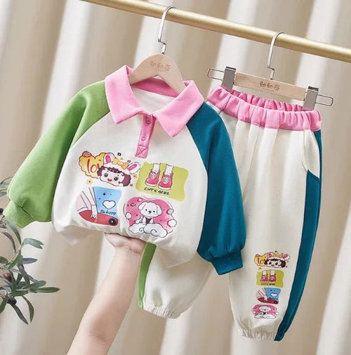 Canlı Renkli Uzun Kollu Kız Çocuk Takımı 2–7 Yaş - MAKKA