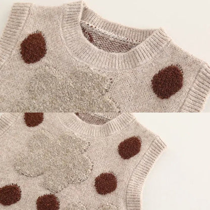 Çantalı Puanlı Yelekli 3 Parça Kız Çocuk Takımı, Kadife Pantolonlu - MAKKA