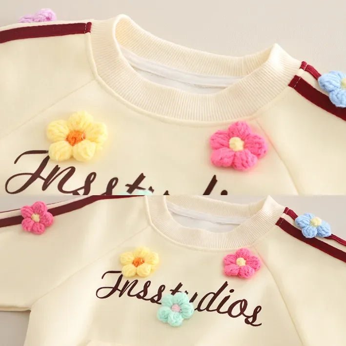 Çiçek Aplikeli Kız Çocuk Eşofman Takımı 1 - 5 Yaş Rahat Şık - MAKKA