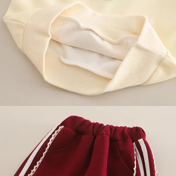 Çiçek Aplikeli Kız Çocuk Eşofman Takımı 1 - 5 Yaş Rahat Şık - MAKKA