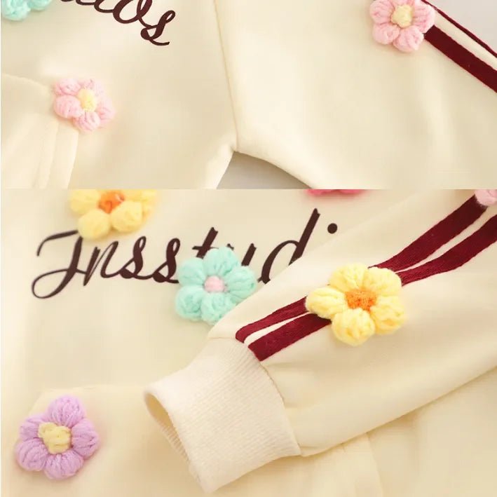 Çiçek Aplikeli Kız Çocuk Eşofman Takımı 1 - 5 Yaş Rahat Şık - MAKKA