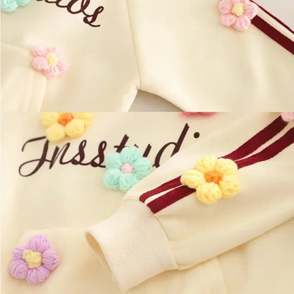 Çiçek Aplikeli Kız Çocuk Eşofman Takımı 1 - 5 Yaş Rahat Şık - MAKKA