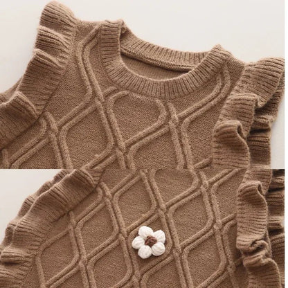 Çiçek İşlemeli Yaka Kışlık Kız Çocuk 2 Parça Rahat Takım - MAKKA