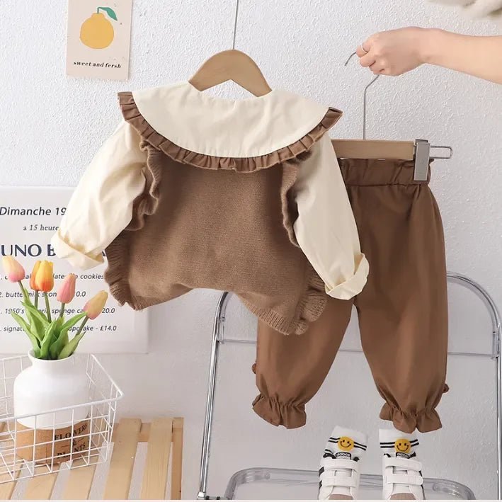 Çiçek İşlemeli Yaka Kışlık Kız Çocuk 2 Parça Rahat Takım - MAKKA