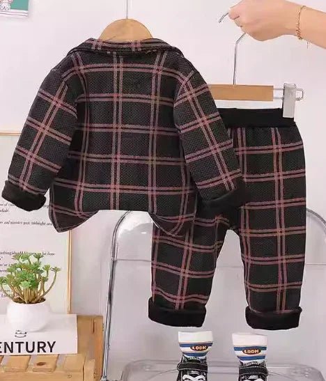 Çizgili Kadife Erkek Çocuk 1 - 5 Yaş 3 Parça Rahat Takım - MAKKA