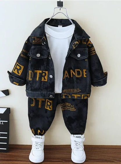 Çocuk Kot Ceket ve Pantolon Takımı Rahat Dayanıklı Dikiş Detaylı - MAKKA