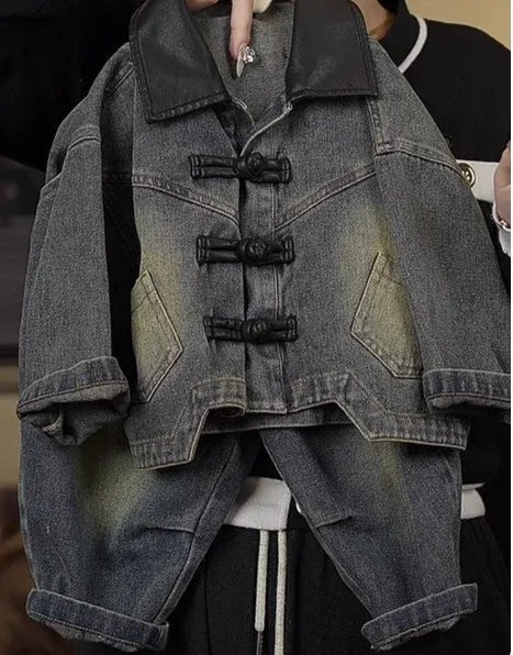 Çocuk Siyah Kot Alt Üst Takım Rahat Lastikli Bel - MAKKA