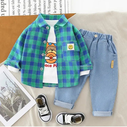 Çocuk Takımı Pamuklu Tişört Uzun Kollu Kot - MAKKA