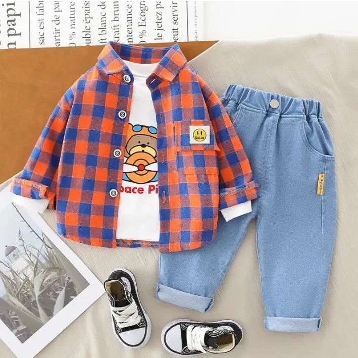 Çocuk Takımı Pamuklu Tişört Uzun Kollu Kot - MAKKA