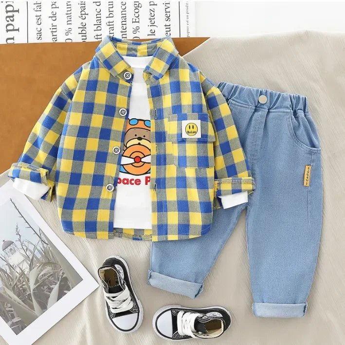 Çocuk Takımı Pamuklu Tişört Uzun Kollu Kot - MAKKA